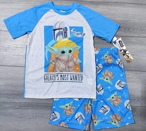 Star Wars Pajamas Boys Medium 8 Baby Yoda The Mandalorian Shirt Shorts PJ Set - Picture 1 of 4