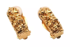 Authentic NINA RICCI Vintage Clip-on Rhinestone Earrings Accessory Gold 0903J - Picture 1 of 23