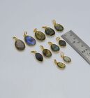 WHOLESALE 11PC 925 SOLID STERLING 24CT GOLD OVERLAY LABRADORITE PENDANT LOT J555