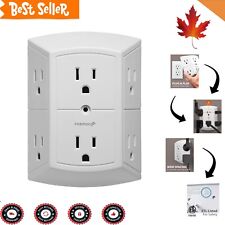 6 Outlet Wall Adapter - ETL Listed, 15A 125V, Space Saving Multi Plug Extender