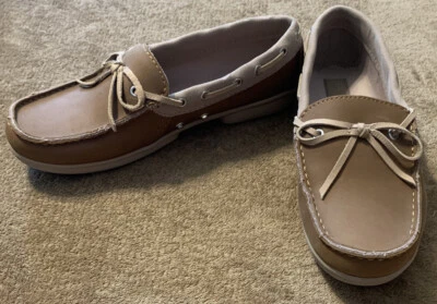 Crocs Zapatos Barco Marrón Claro Para Mujer Talla 6 Peso Ligero Sin Cordones Foto 1 de 4