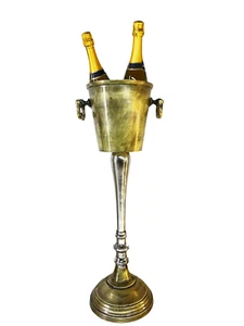 Bodenstehender rustikaler gold Sekt Eimer Used Look Weinkühler Eis Geschenk - Bild 1 von 4