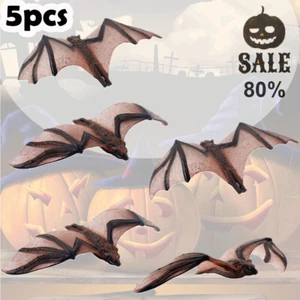 5pcs Realistic Bat Figurines Simulation Bat for DIY Halloween Home Decoration - Picture 1 of 8