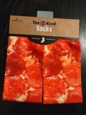 Hallmark Toe of a Kind 新奇船员袜 Pepperoni 比萨全新带标签 — 第 1/3 张图片