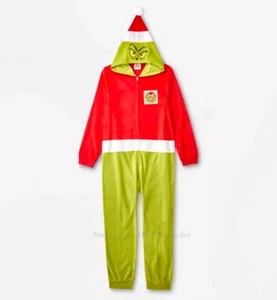 Grinch Pajamas Boys Girl One Piece Size 4 6 8 14 16 XL Kids Union Suit Christmas - Picture 1 of 3