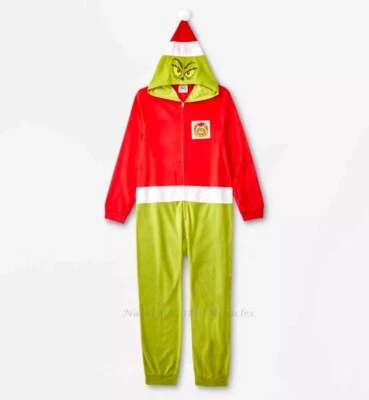 Niños Niños Niñas Grinch Pijama de una pieza Traje de unión Halloween Navidad Disfraz Foto 1 de 3