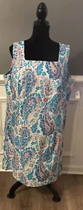 Nuovo abito tubino Talbots Fresco Paisley senza maniche primaverile taglia 14 blu preppy - Foto 1 di 7