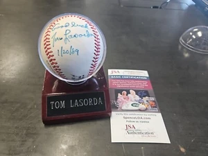 Tom Lasorda SIGNED 1/20/1989 National League Baseball JSA COA w/ Ball Stand - Picture 1 of 8