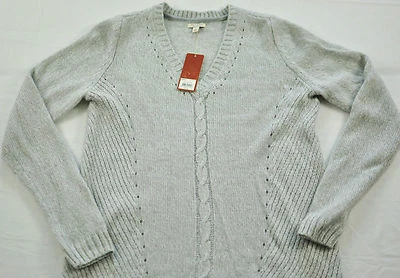 women's SONOMA light gray cable sweater size med v neck  MSRP $40 brand new - Image 1 of 4