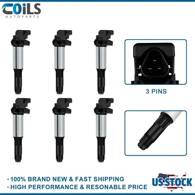 适用于宝马 X3 X5 4.6L 4.8L V8 2004 2005 2006 2007 2008 6 件 UF522 点火线圈 — 第 1/4 张图片