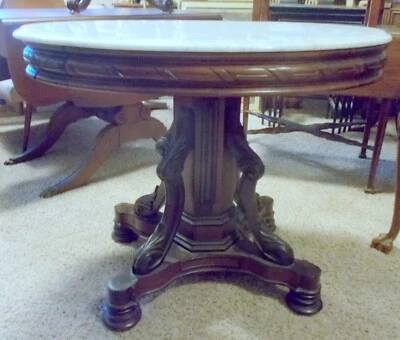 Superb VICTORIAN Center PARLOR TABLE ROSEWOOD Oval MARBLE Renaissance revival - Image 1 of 4