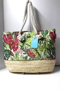 XL Caribbean Joe Beach Shoulder Tote Bag Shopper Vacation Resort Tropical NWT - Picture 1 of 10
