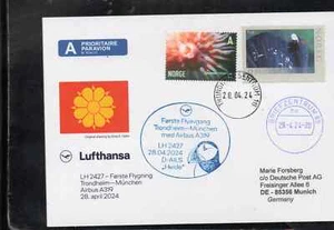 LUFTHANSA FFC ERSTFLUG TRONDHEIM - MUNICH 2024 SPECIAL CARD - Picture 1 of 1