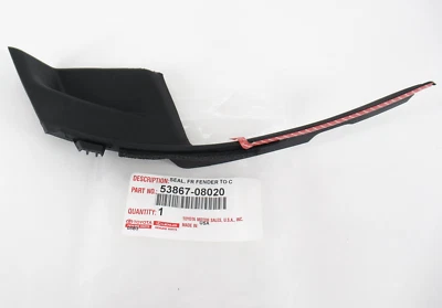 Genuine OEM Toyota 53867-08020 Driver LH Front Fender Cowl Seal 2011-2020 Sienna - Image 1 of 4