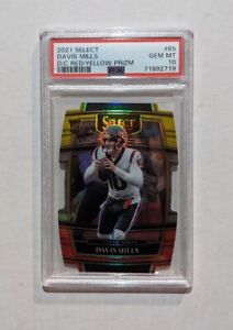 2021 Select Davis Mills RC Die Cut Red Yellow Prizm PSA 10 Gem Mint #65 Rookie