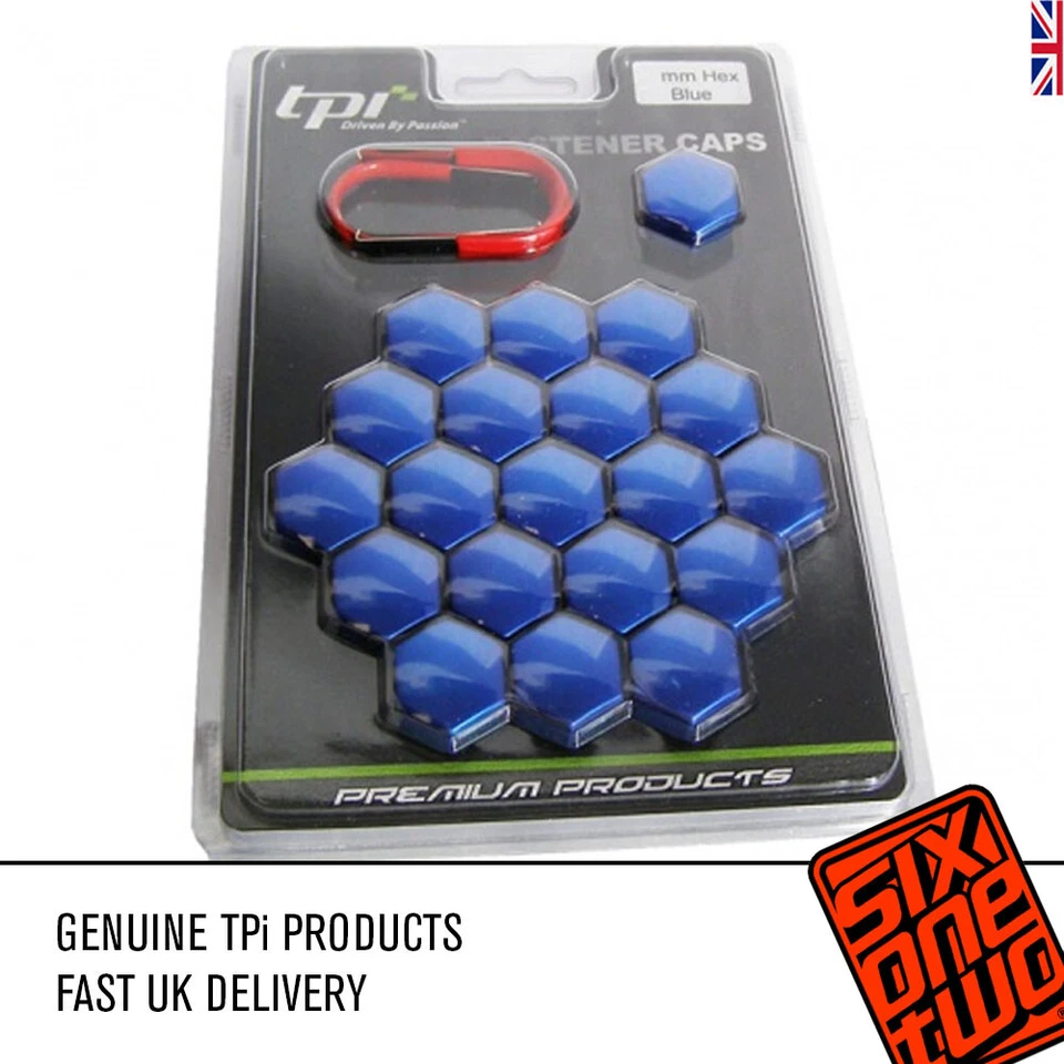 20 x 19mm TPi Alloy Wheel Nut Bolt Covers Caps Set BLUE fits HYUNDAI KIA NISSAN - Imagem 1 de 2