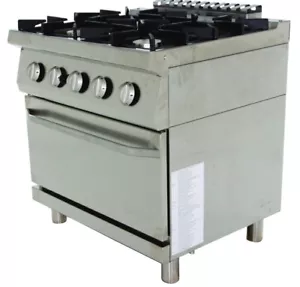 Bartscher Edelstahl Gasherd Gussroste mit GasBackofen GB21 mit 4 Flammen 2851251 - Bild 1 von 7