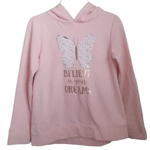 Btween Girl's Sequins Believe in your Dreams Pink Soft Pullover Hoodie Size 8. - Picture 1 of 10