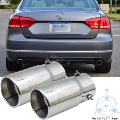 1.5" to 2.7" Pipe For  Volkswagen Passat Car Muffler Exhaust Tip Pipe 2PCS Foto 1 de 4