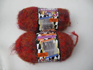 (2) Bernat Frenzy Yarn -Nylon/Acrylic/Polyester/Alpaca/Mohair ~ Racy Red~1.70 oz - Picture 1 of 5