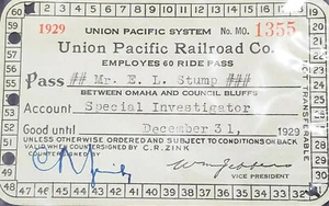Union Pacific Railroad Company Antik 1929 Mitarbeiter 60 Fahrpass Züge - Bild 1 von 6