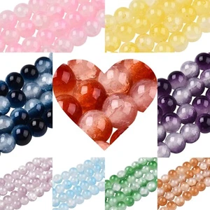 ❤ 100x Glass CRACKLE Spacer Beads 8mm CHOOSE COLOUR Make Jewellery/Bracelets UK❤ - Picture 1 of 13