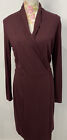 Nicole Farhi Jersey Wrap Style Dress Burgundy Long Sleeve KATE MIDDLETON SMALL