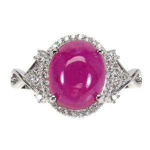 925 Sterling Silver Oval Ring with 11x9mm Simulated Zirconia Ruby Gemstone,... - Picture 1 of 10