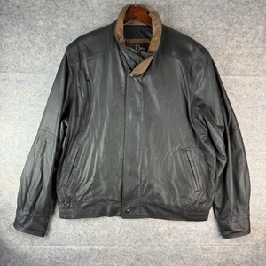 Remy Herren Leder Bomberjacke weiches dünnes schwarzes Leder brauner Besatz Gr. 46 - Bild 1 von 15
