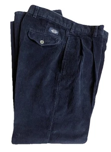 Vintage Dockers Cordhose Herren Größe 32 x 30 marineblau gerades Bein plissiert 4/90 - Bild 1 von 9
