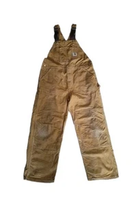 Vtg Carhartt 6FB Brown Overalls 40x30 Union Made In USA Workwear Bibs Duck - Picture 1 of 20