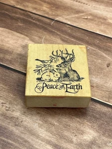 1988 PSX F-323 PACE SULLA TERRA TIMBRO GOMMA MONTATO SU LEGNO CERVO CONIGLIETTO UCCELLINO - Foto 1 di 4