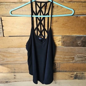 Canotta Brandy Melville nera spaghetti strap design strap back piccola fluida - Foto 1 di 6