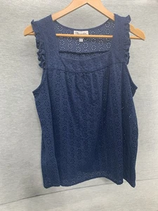Wrangler Women's XL Navy Eyelet Sleeveless Tank Top Ruffles - Picture 1 of 9