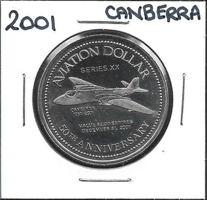 Moneda de dos dólares de aviación del 50 aniversario Canberra Bomber 2001 - Imagen 1 de 2