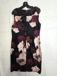 CALVIN KLIEN SLEEVELESS WOMENS BLK/PINK FLORAL SHEATH IN SZ 14 - Bild 1 von 2