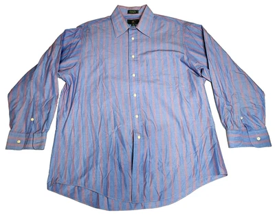Camisa de vestir Club Room para hombre talla 16x32/33 azul rosa a rayas abotonada nueva sin etiquetas Foto 1 de 4