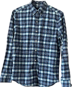 Camisa American Eagle para hombre azul a cuadros manga larga seriamente suave abotonada mediana - Imagen 1 de 10