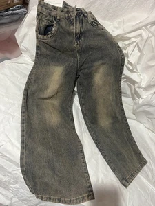Damen Wide Leg Jeans - Vintage Wash Denim - Größe S - High Rise Baggy Fit - Bild 1 von 5