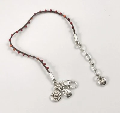 Брайтон любовь цветок коричневый шнур красный бисер изящный браслет с брелоками. #1306 - Изображение 1 из 3