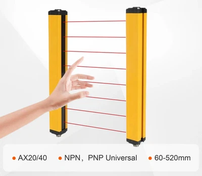 Curtain Sensor Safety Light 8 10 12 14 Beam 20mm 40mm Resolution NPN PNP Output - Image 1 of 4