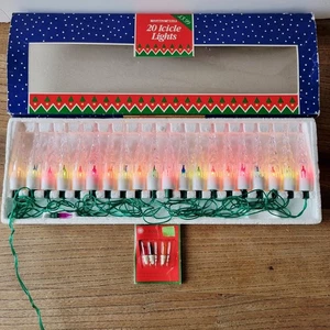 Ghiaccio di Natale Vintage Luci Multicolore x 20 Perfettamente Funzionante Alto 10cm - Foto 1 di 8