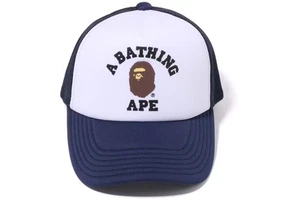 A Bathing Ape BAPE College Ape Head Logo Snapback Mesh Cap White Navy Rare Japan - Bild 1 von 13
