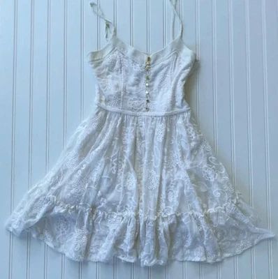 Nuevo con etiquetas Vestido Babydoll Vintage Y2K Juicy Couture Blanco Festoneado Encaje EE. UU. 8 Foto 1 de 4