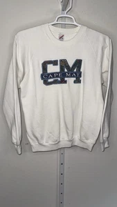 Maglione girocollo vintage Cape May unisex X-Large bianco ricamato made in USA - Foto 1 di 9