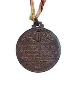 *HH* Antica Medaglia Camillo Benso Conte Cavour E Giovanni Giolitti 1951 Medal - Foto 1 di 6