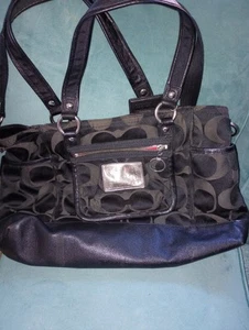 Vintage Coach Poppy H 0920 Black Leather/ Fabric And Tags Used Once Excellent - Picture 1 of 8