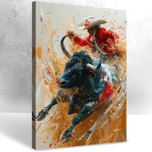 Leinwand Bilder Stier Stierkampf Abstrakt Wandbilder XXL Wohnzimmer Modern 5994A - Bild 1 von 7