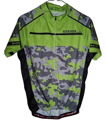 Wosawe Short Sleeve Cycling Jersey Neon Green Camo Adult Medium - Image 1 of 4