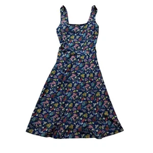 Vintage Liz Claiborne Midi Dress Women's 6 Blue Floral Pockets Cottagecore READ - Picture 1 of 13